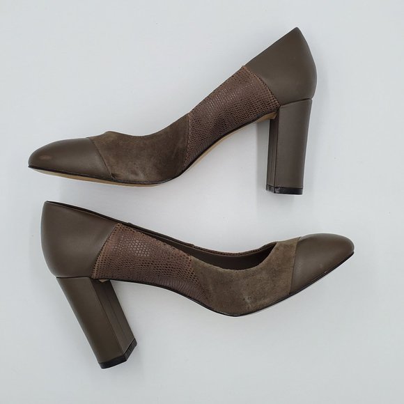 Tahari Elroy snakeskin & suede block heels - Picture 3 of 8